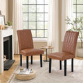 Upholstered Dining Chairs Set of 2 PU Leather Brown W1072