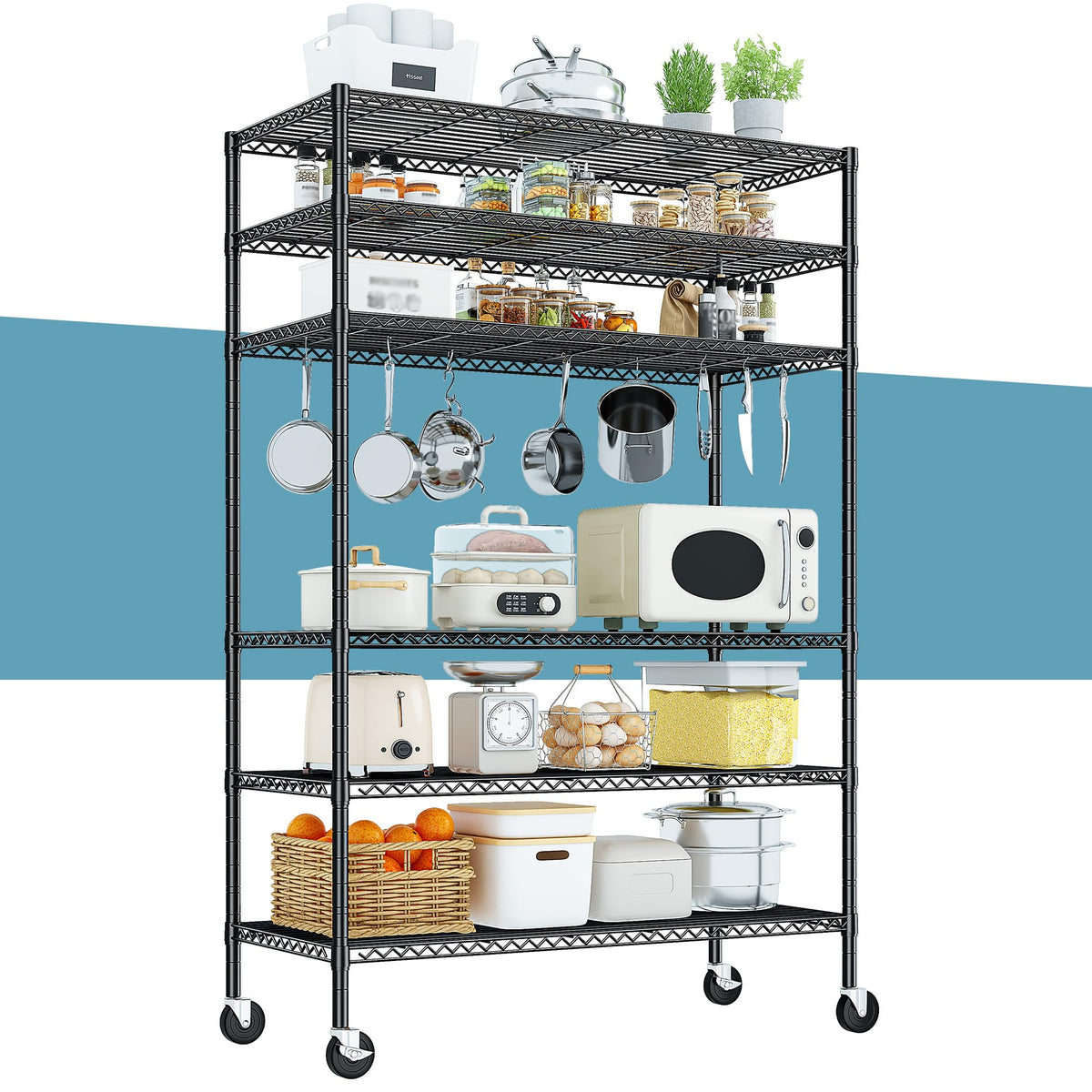 82" 6-Tier Adjustable Storage Shelves with Wheels S821955