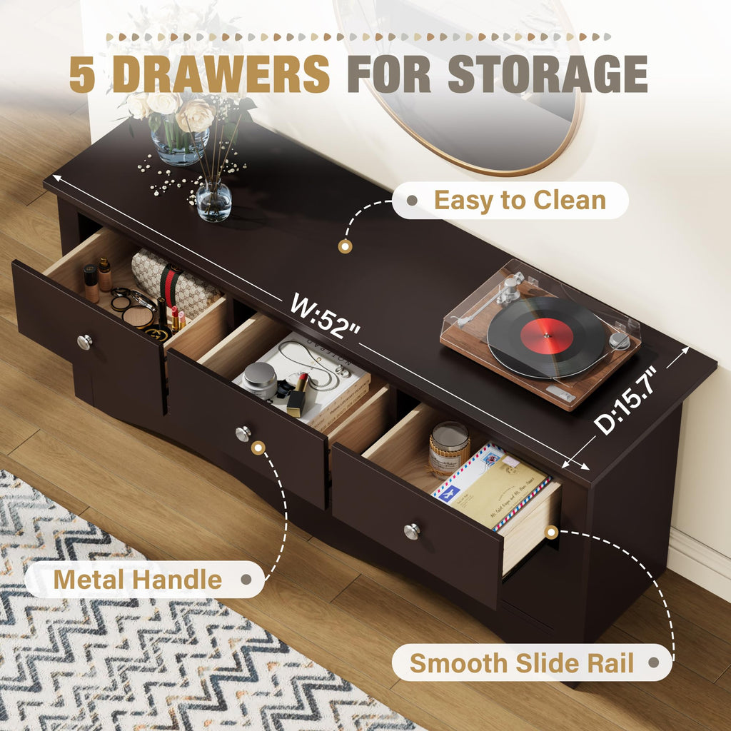 Brown 5 Drawer Dresser Y151267