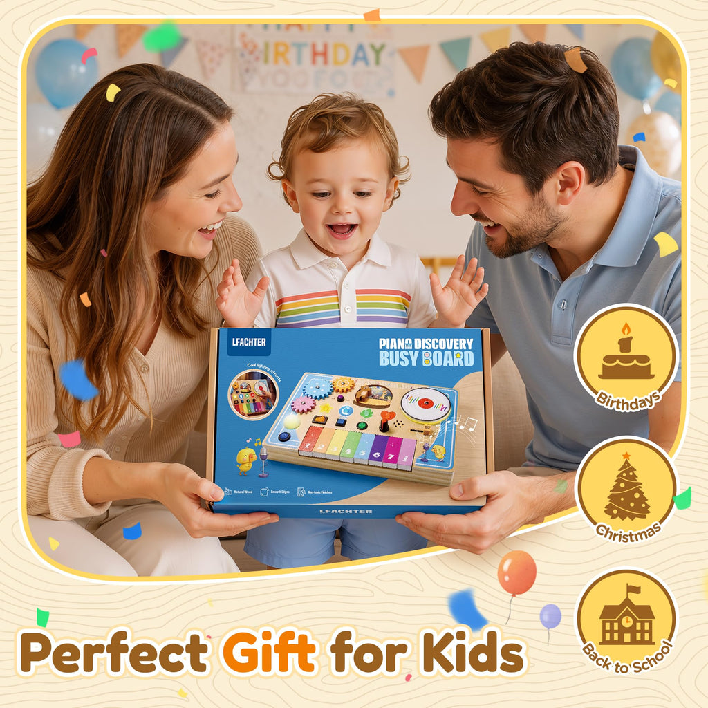 Wooden Montessori Busy Board with Piano Keyboard H650