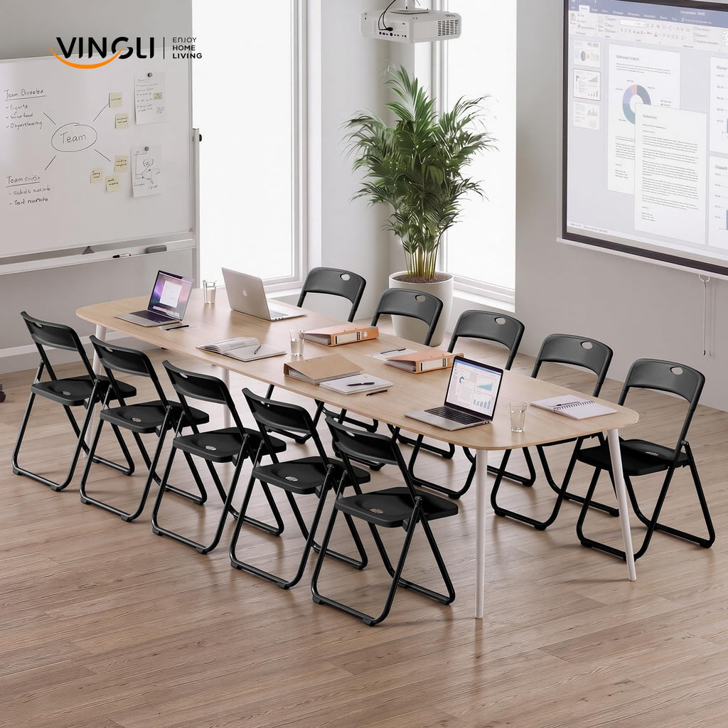 Black Plastic Folding Chairs 10 Pack Metal Frame N3754