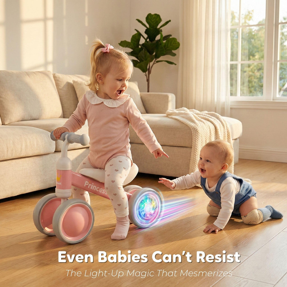 Pink Balance Bike with LED Light Up Wheels M567