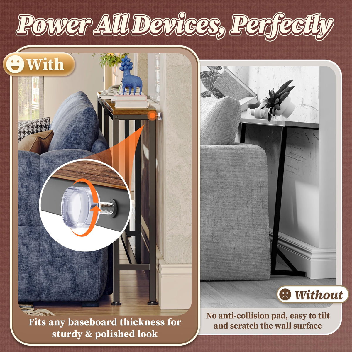 70.8 Inch Console Table with Charging Station H5542