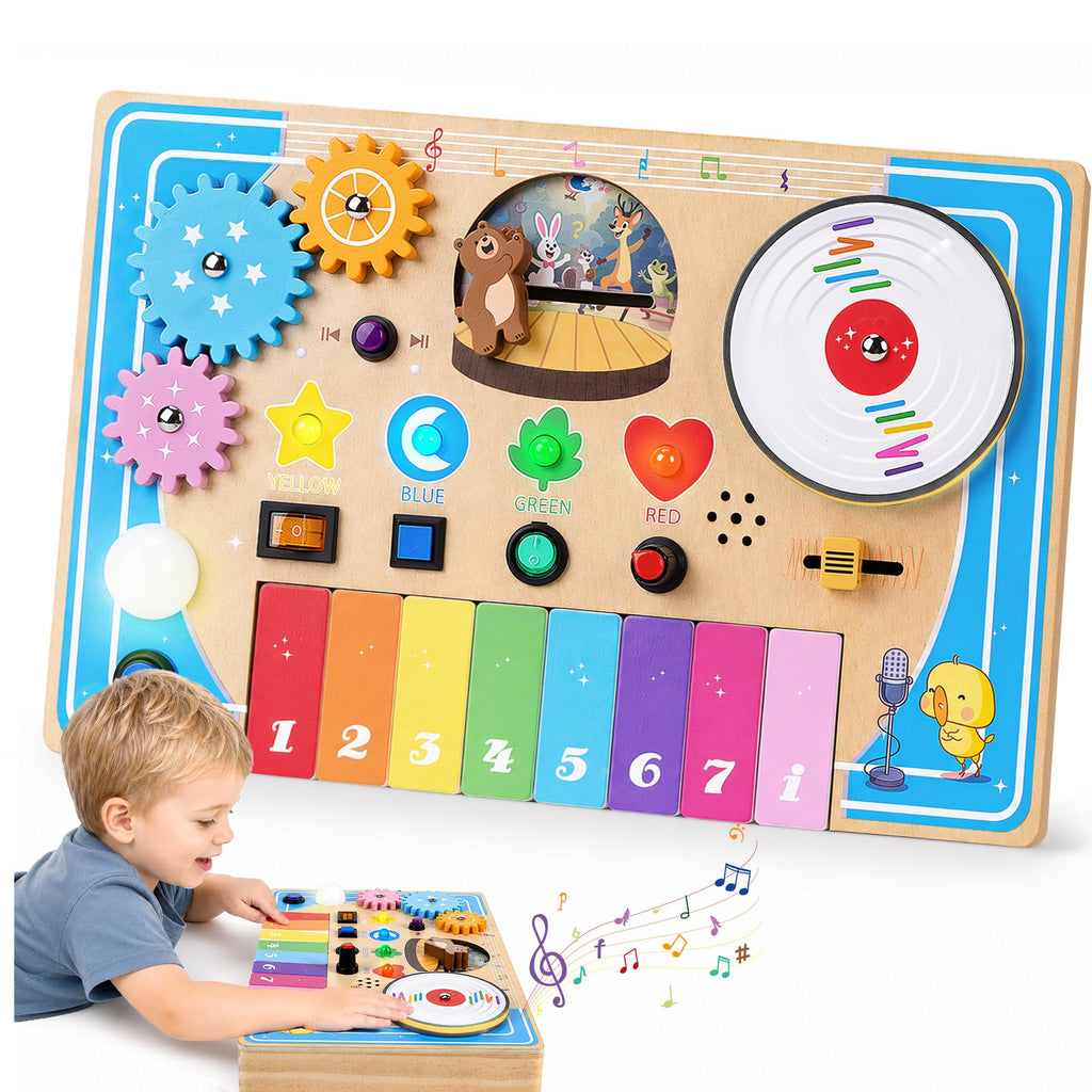 Wooden Montessori Busy Board with Piano Keyboard H650