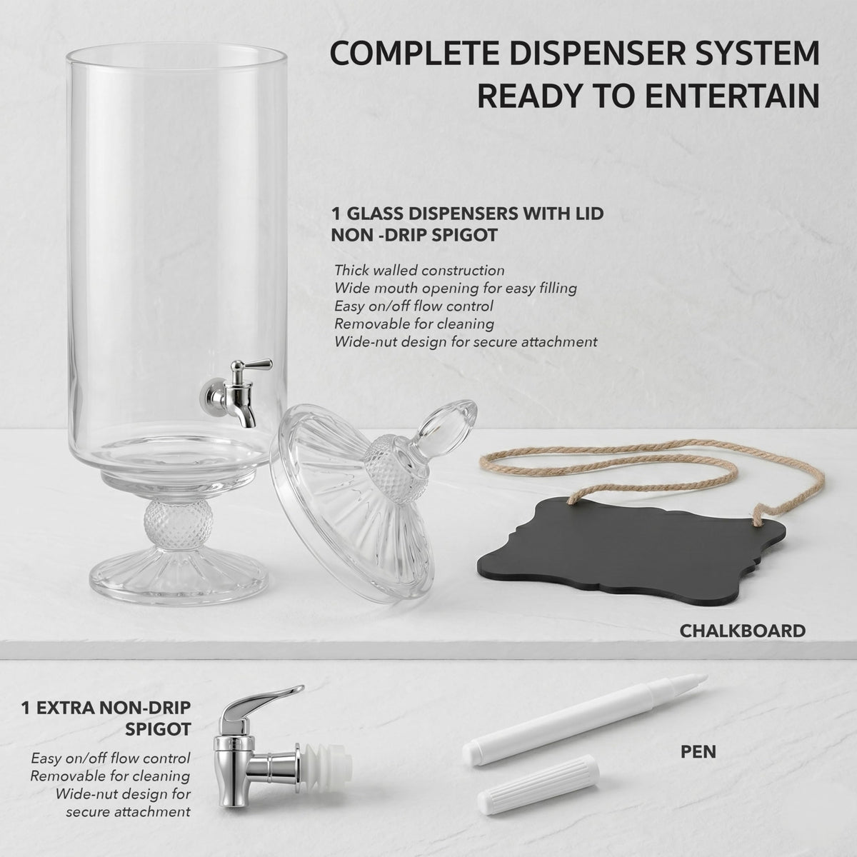 Glass Beverage Dispenser 2 Gal Y279
