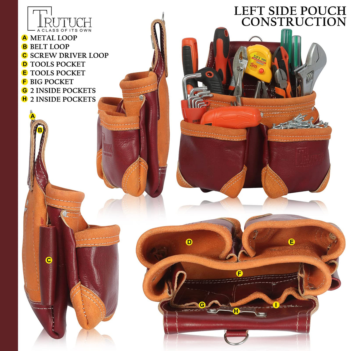 Maroon Leather Tool Belt U256