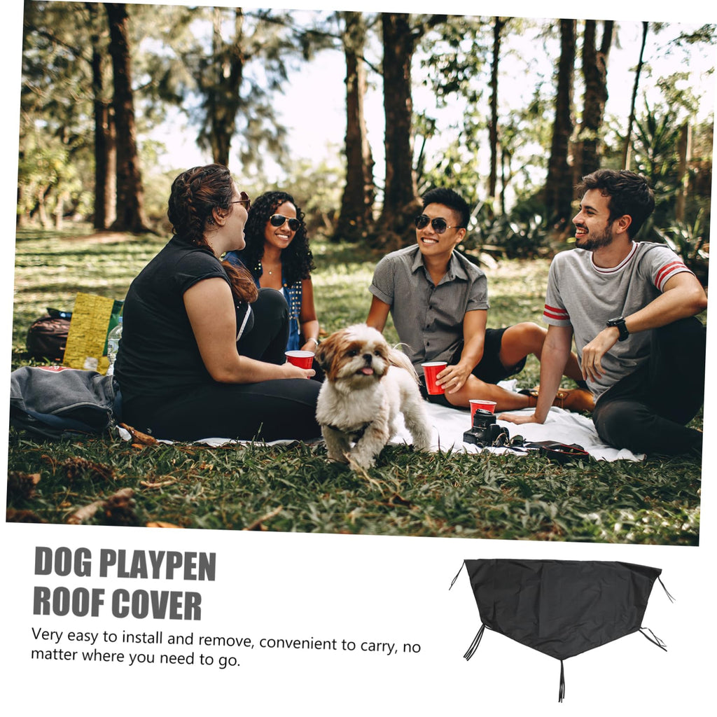 Waterproof Sunproof Dog Playpen Roof Cover 210D Oxford Cloth Black J2759