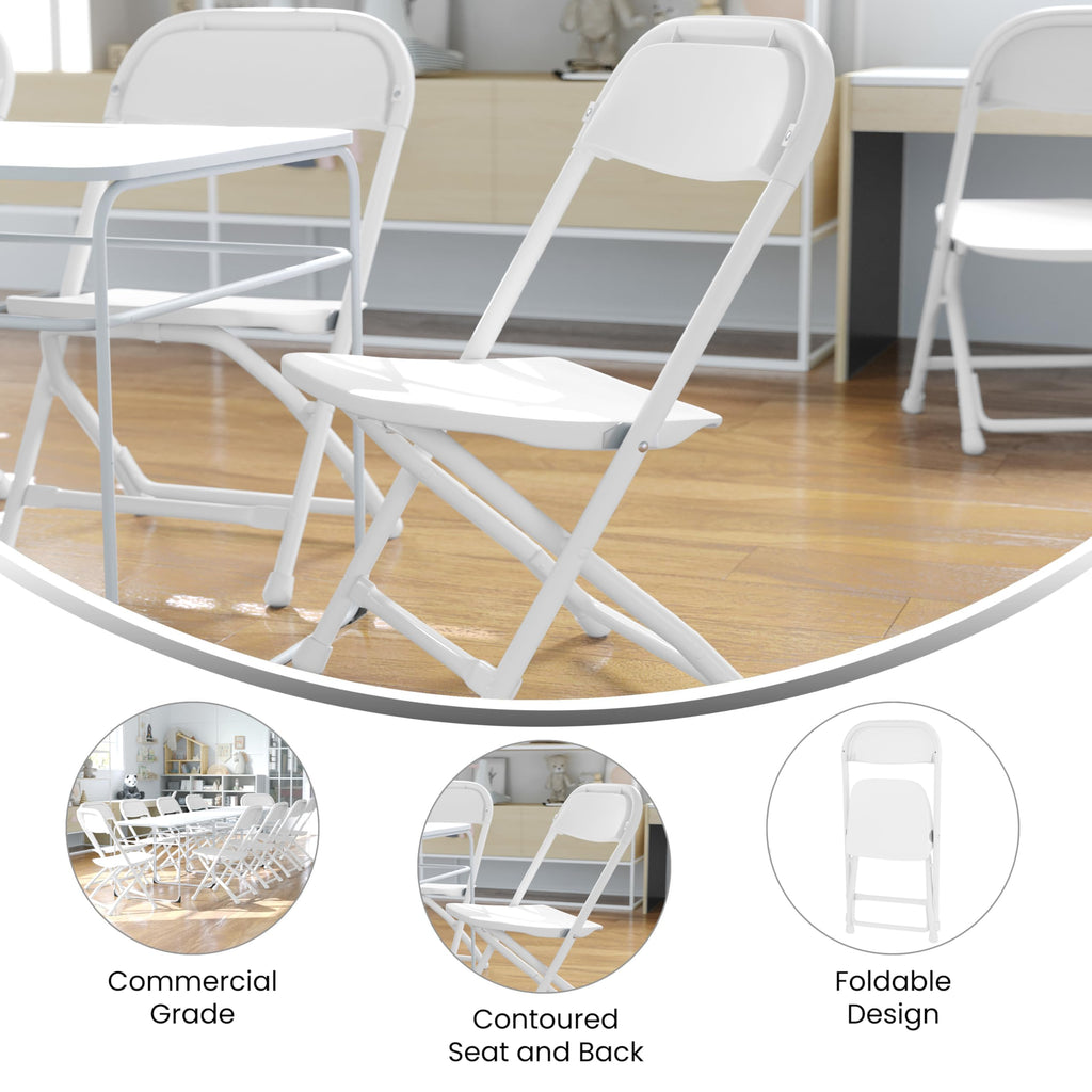 White Kids Plastic Folding Chairs Set of 10 L3817