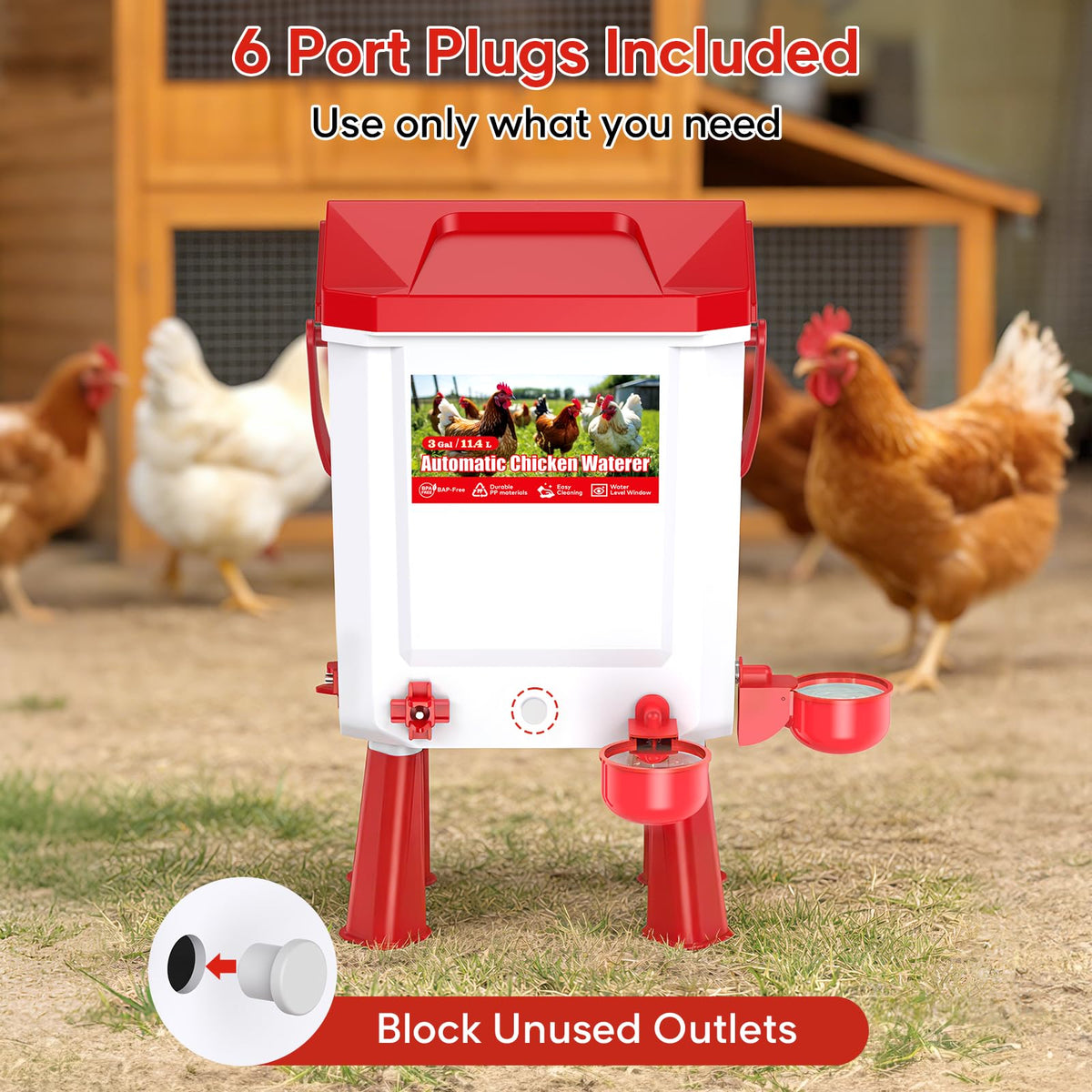 Automatic Chicken Waterer 3 Gallons with Float Valve Z144
