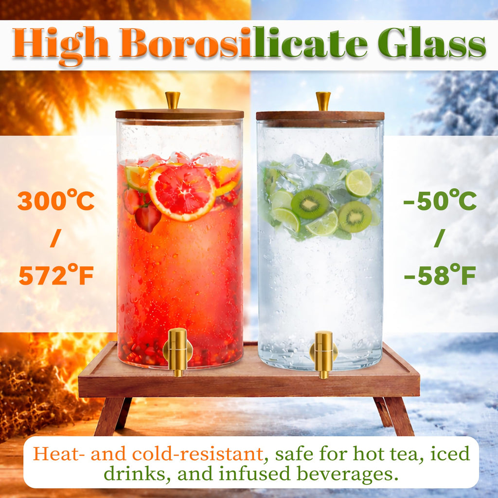 2PCS 1.5 Gallons Glass Drink Dispenser with Spout X601873