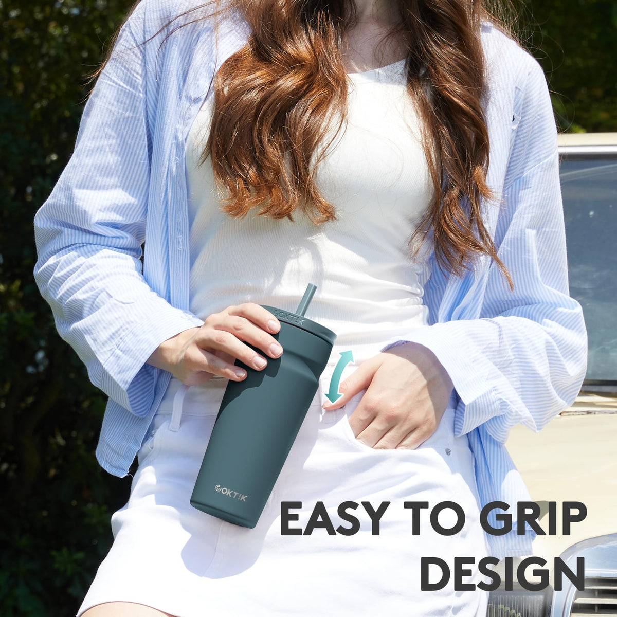 20oz Insulated Stainless Steel Tumbler with Lid and Straw E5097