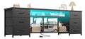 Black Dresser TV Stand with LED Lights & Charging Station C536