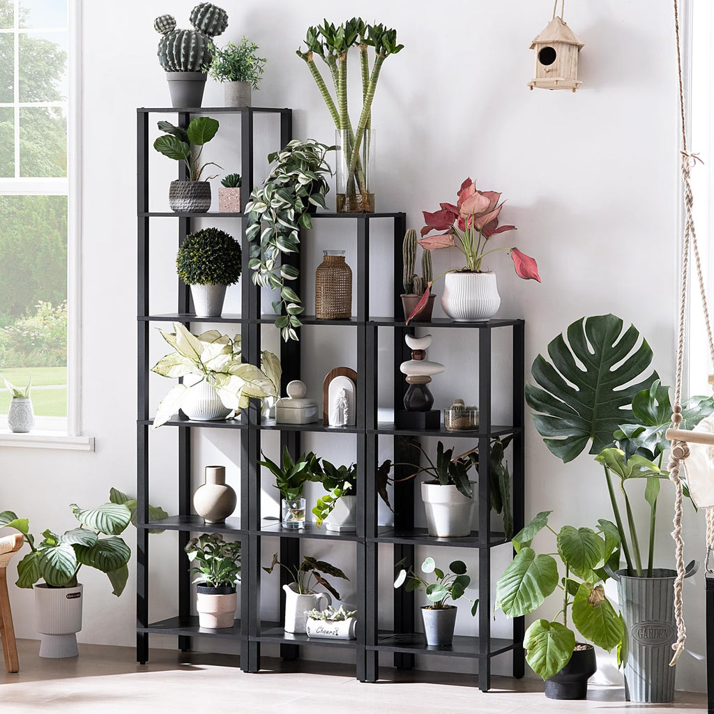 6 Tier Tall Skinny Black Bookshelf H165845