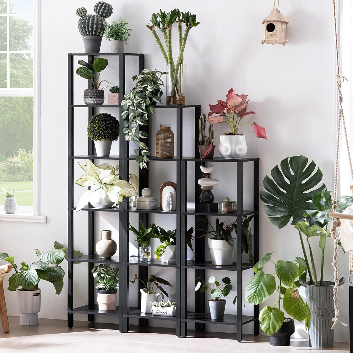 6 Tier Tall Skinny Black Bookshelf H165845