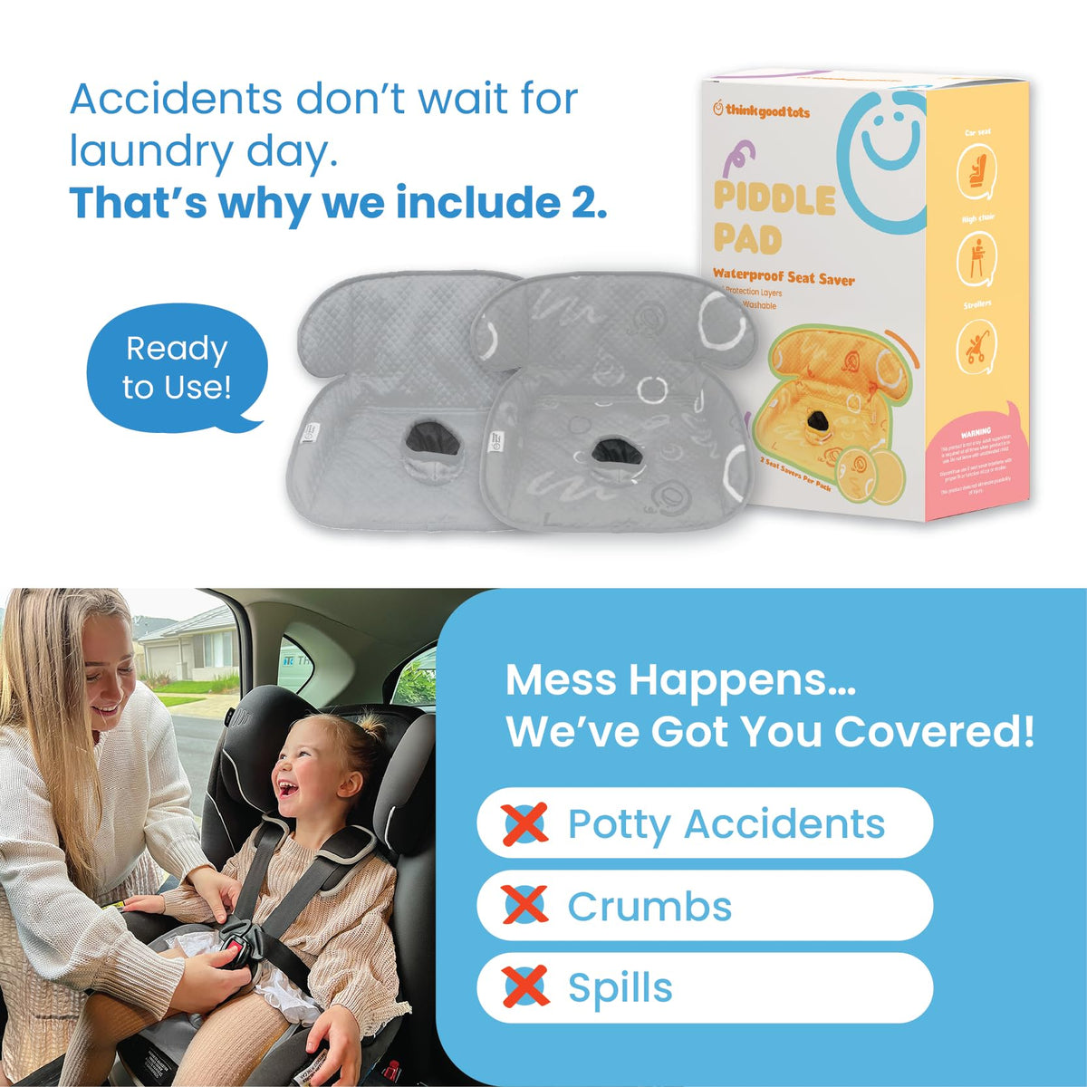 2-Pack Waterproof Machine Washable Car Seat Protector F70275