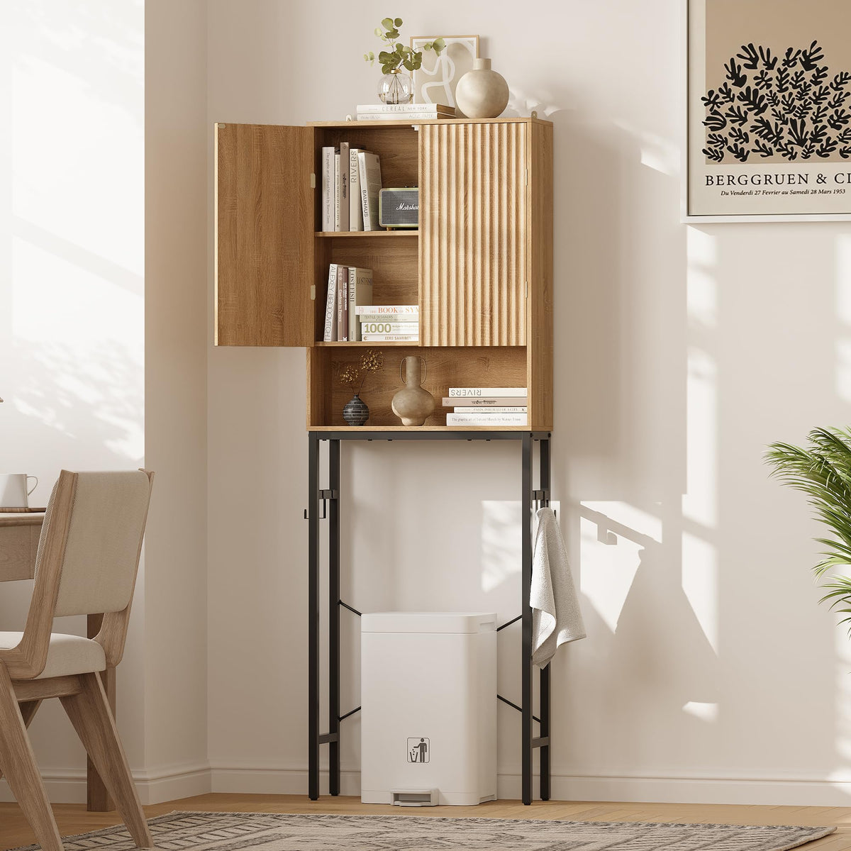 Freestanding Tall Wood Over The Toilet Storage Cabinet D291
