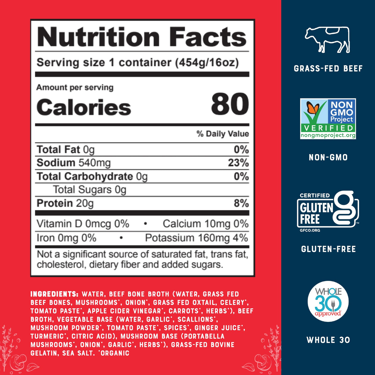 Grass-Fed Beef Bone Broth 16oz 8 Pack A5319