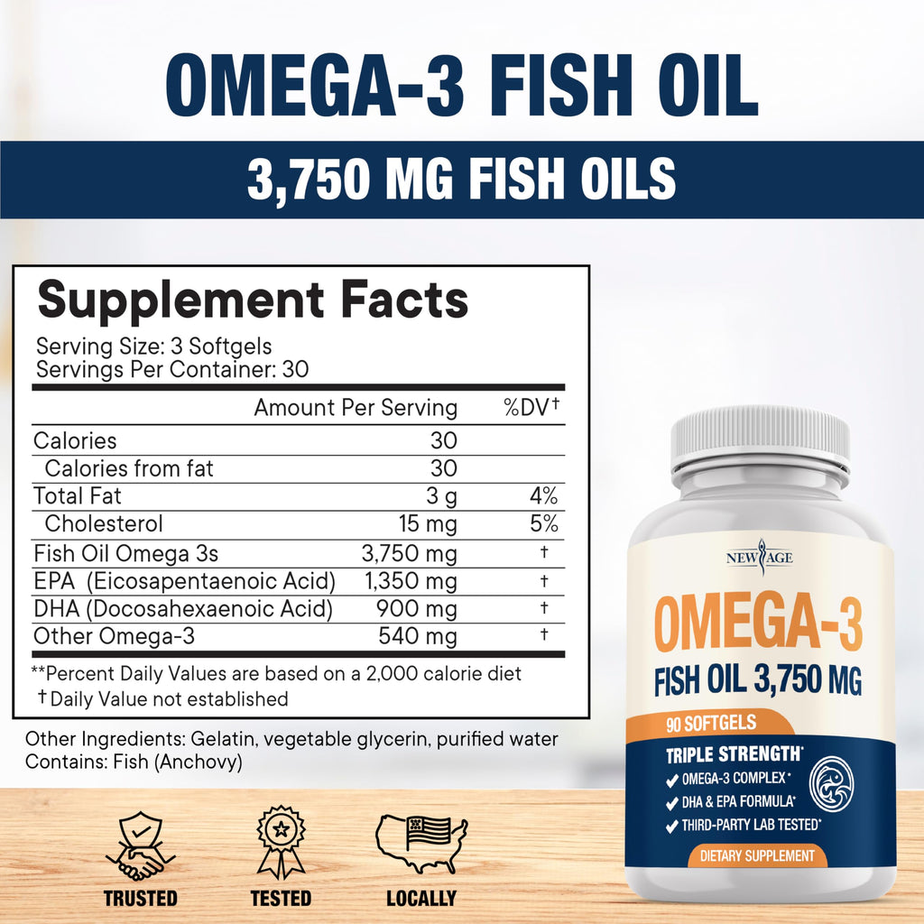 Triple Strength Omega 3 Fish Oil 3750 mg EPA & DHA 180 Count N338792