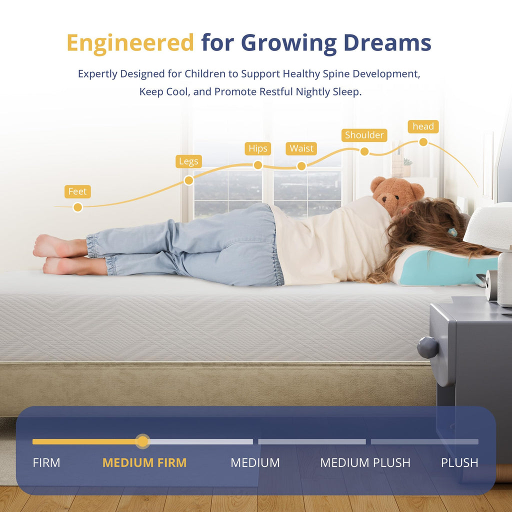 Twin Memory Foam Mattress 5 Inch Medium Firm White K11121