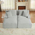 Oversized Corduroy Chaise Lounge Sofa Bed with Throw Pillows N376