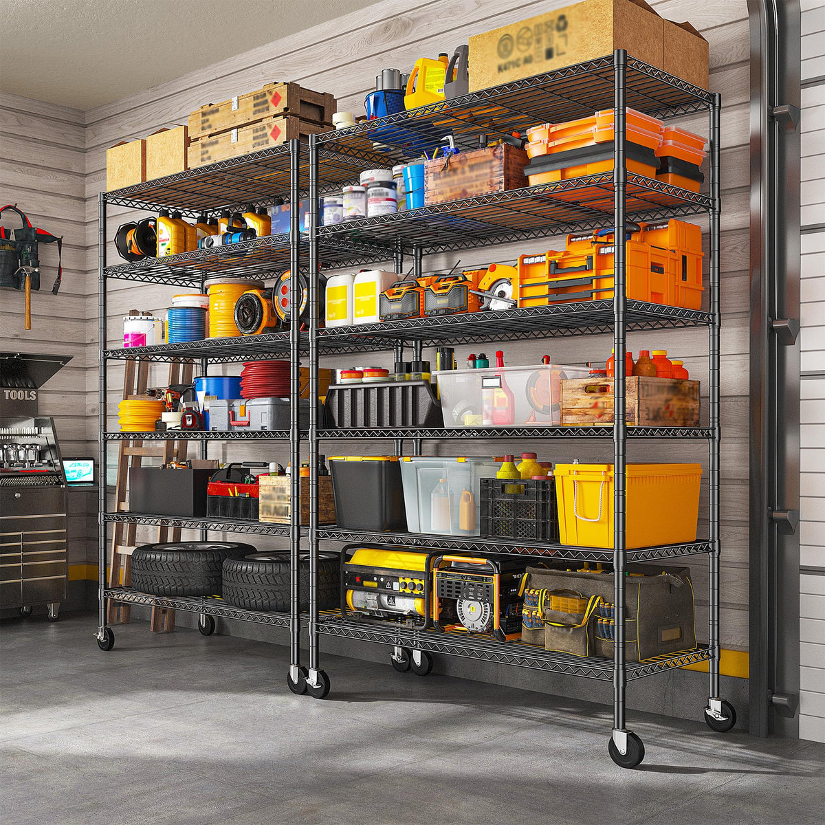 82" 6-Tier Adjustable Storage Shelves with Wheels S821955