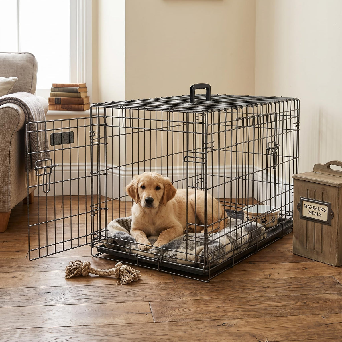 30-Inch Double Door Folding Metal Dog Crate Y90906