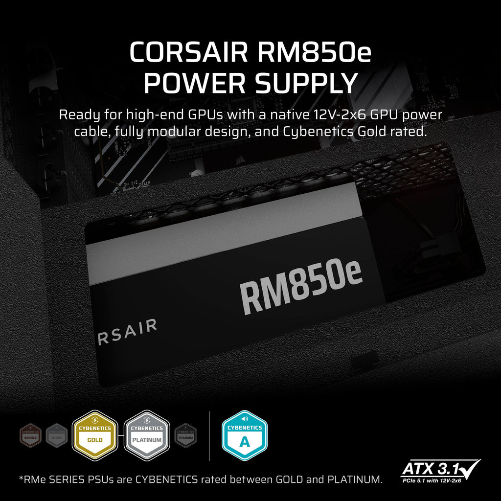 850W ATX 3.1 PCIe 5.1 Power Supply - Black N390