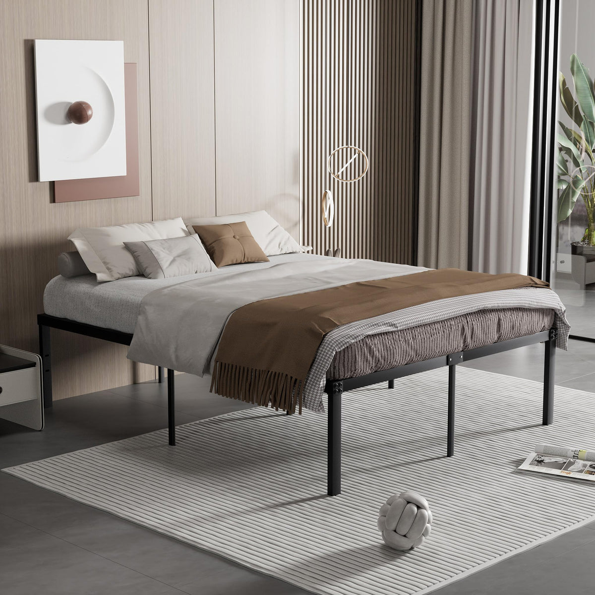 Queen Size Metal Platform Bed Frame K608126