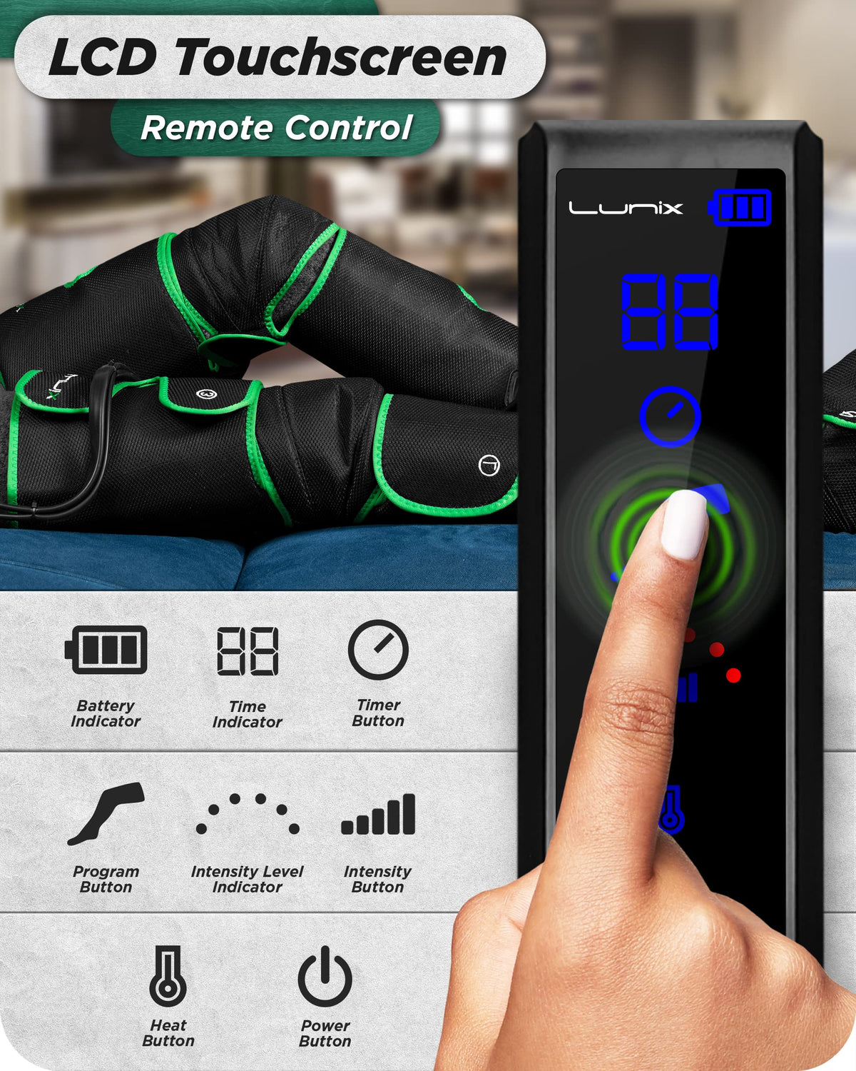 Cordless Compression Leg Massager with Heat & Cold Therapy P773853