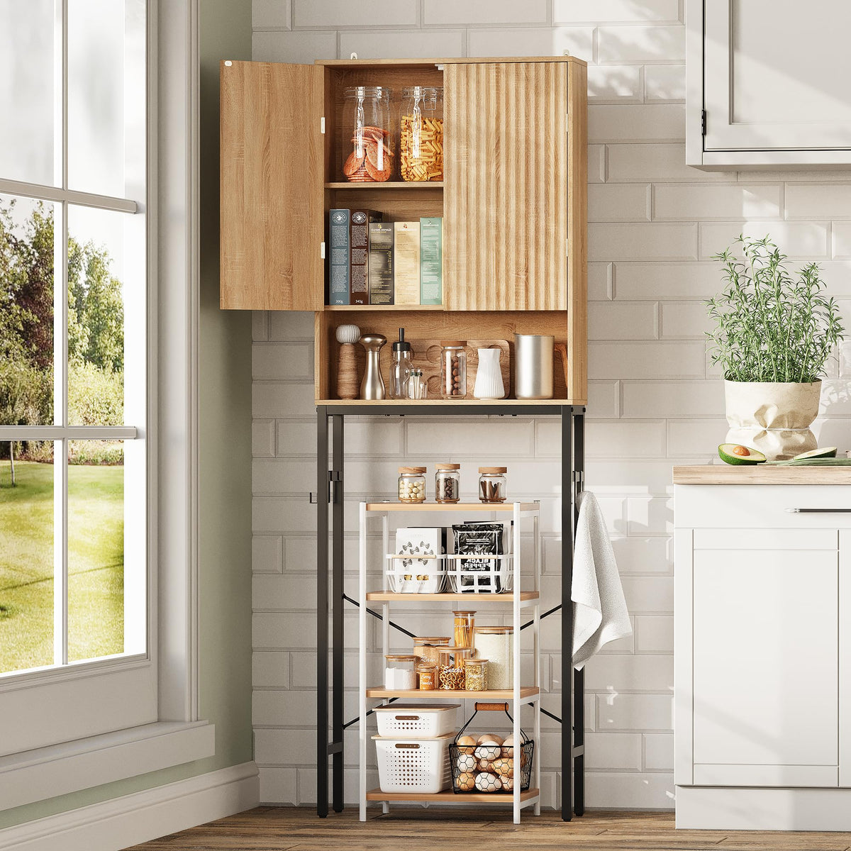 Freestanding Tall Wood Over The Toilet Storage Cabinet D291