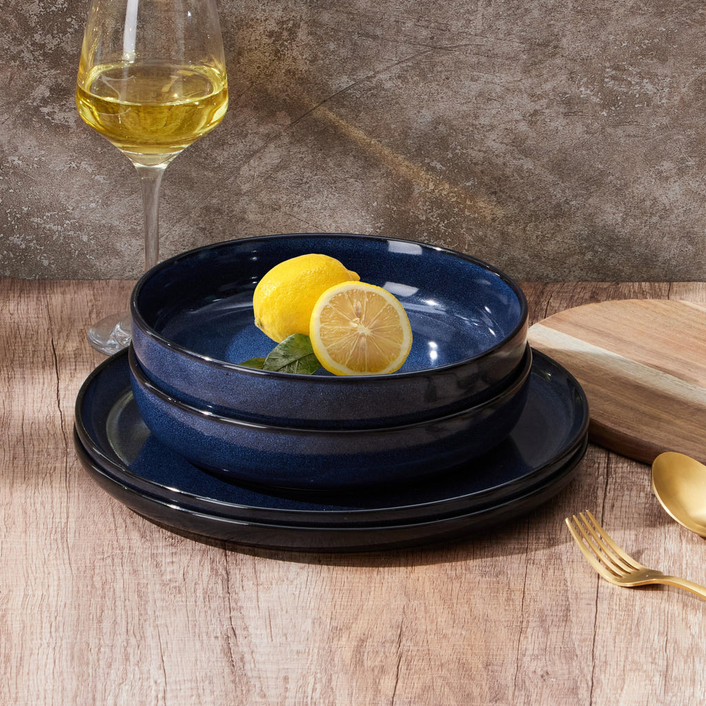 Blue Stoneware Pasta Bowls Set of 4 A9405