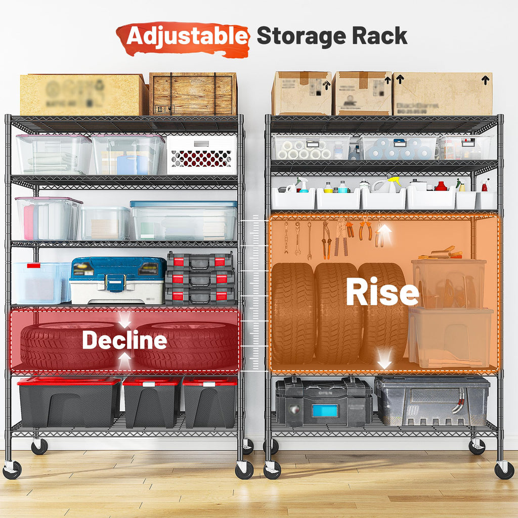 82" 6-Tier Adjustable Storage Shelves with Wheels S821955
