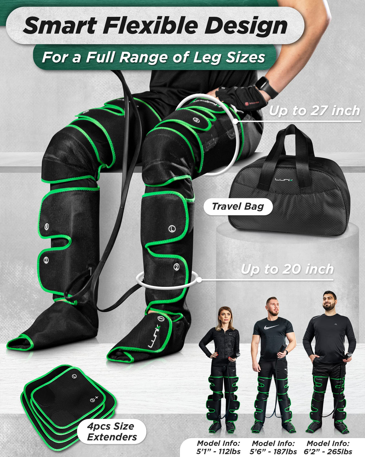 Cordless Compression Leg Massager with Heat & Cold Therapy P773853