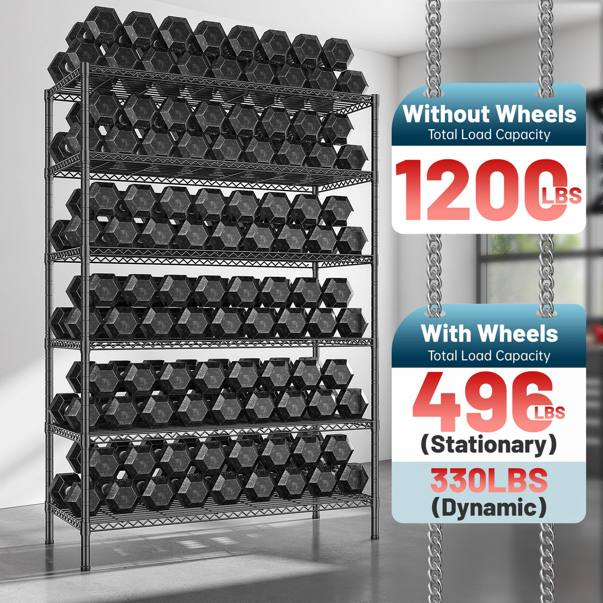 82" 6-Tier Adjustable Storage Shelves with Wheels S821955