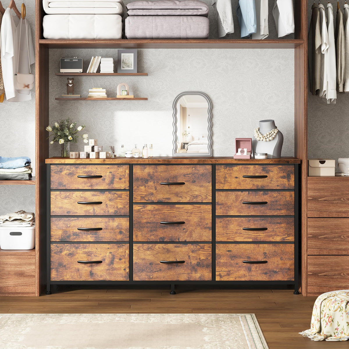 47.2"W Long Dresser with 11 Fabric Drawers G237