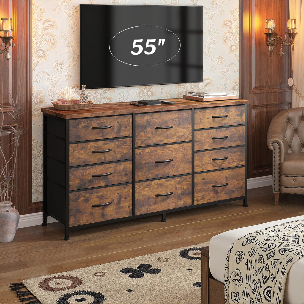 47.2"W Long Dresser with 11 Fabric Drawers G237
