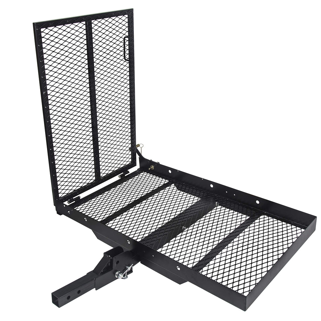 46.2 X 26.8 X 38.7 Inch Foldable Hitch Cargo Carrier with Ramp 500 Lbs O79947