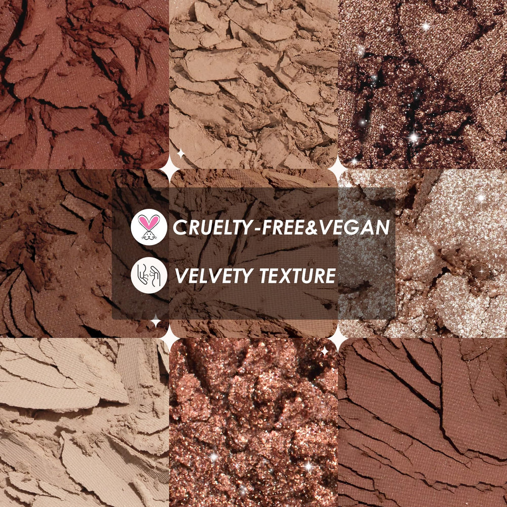 9 Colors Brown & Copper Eyeshadow Palette with Matte & Shimmer Finishes J107278
