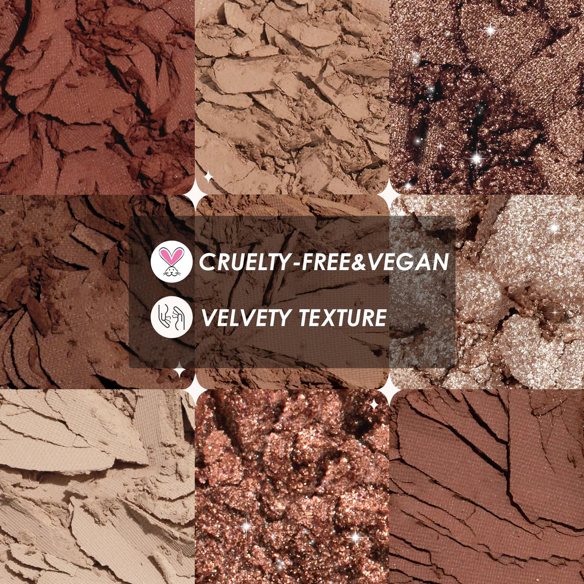 9 Colors Brown & Copper Eyeshadow Palette with Matte & Shimmer Finishes J107278