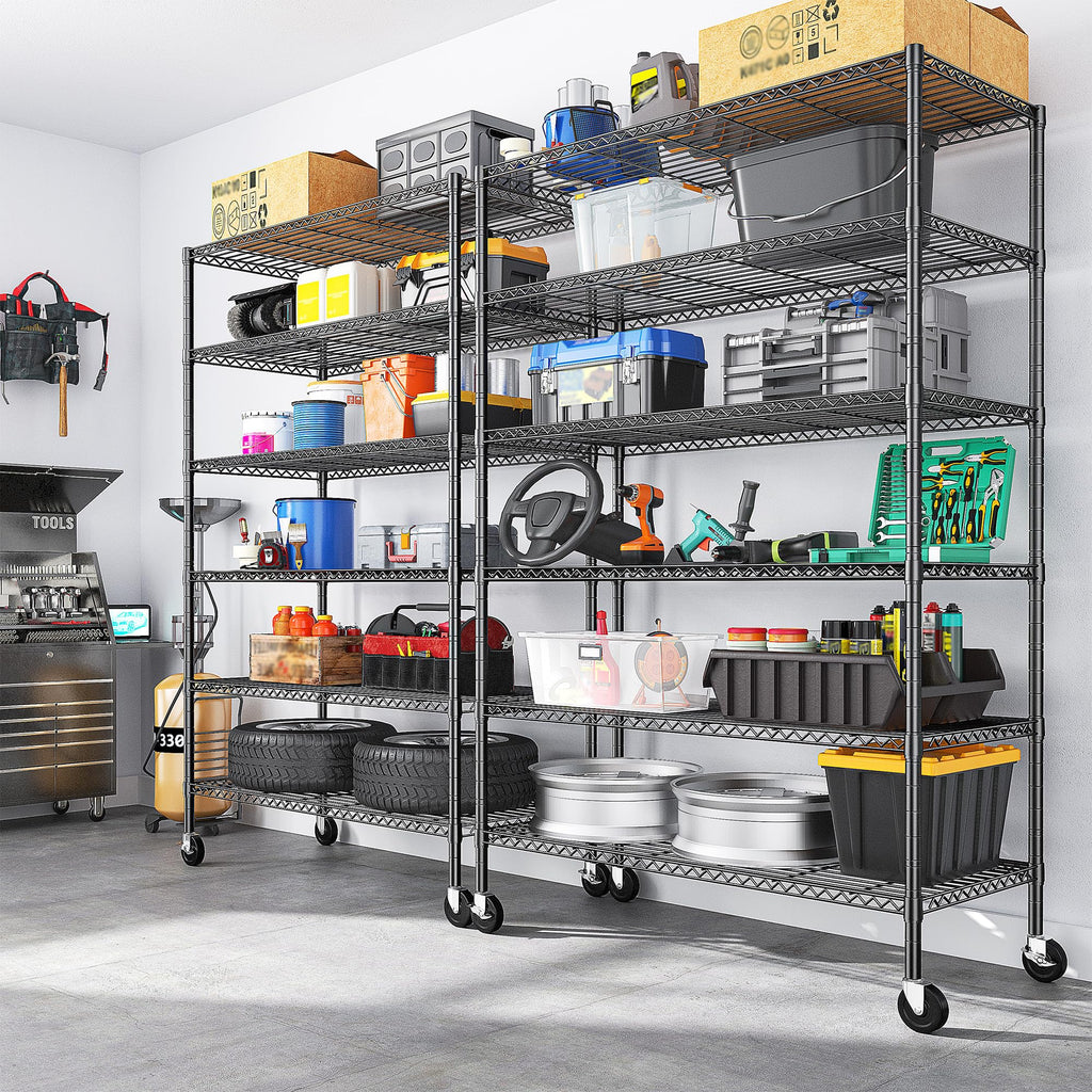 82" 6-Tier Adjustable Storage Shelves with Wheels S821955