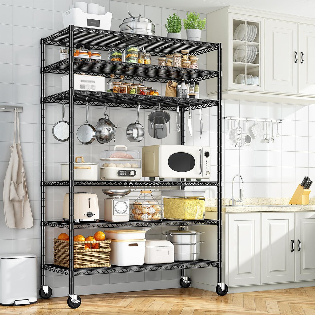 82" 6-Tier Adjustable Storage Shelves with Wheels S821955