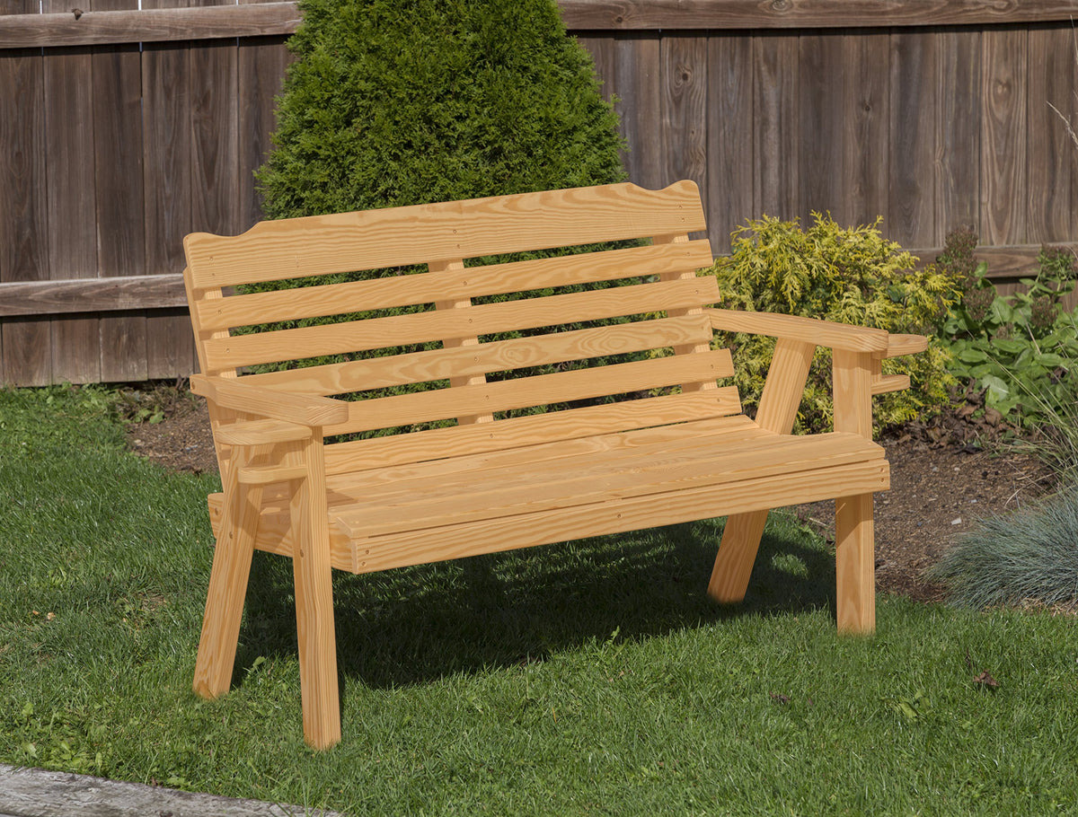 Brown Pressure Treated Garden Bench with Cup Holders Y698